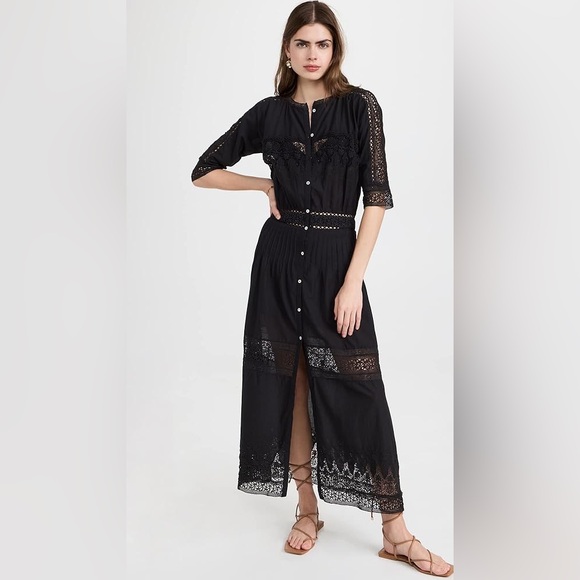 NWT LoveShackFancy Beth Dress in Black Large - Picture 1 of 3